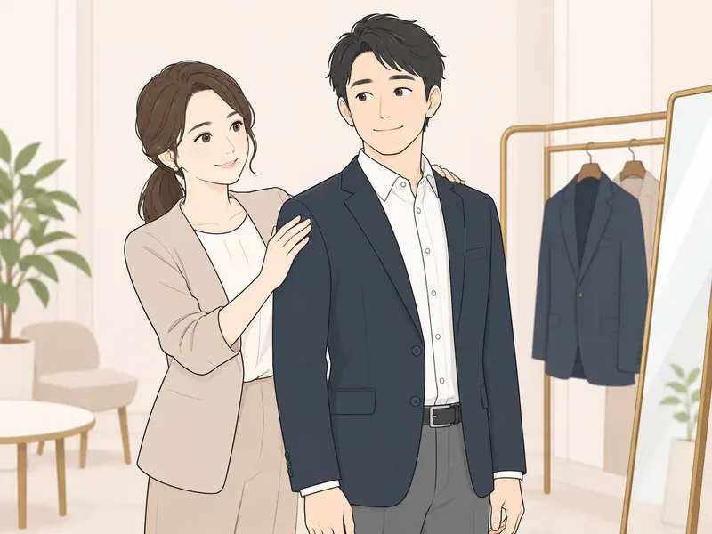 カウンセラーが服装を整えるイラスト